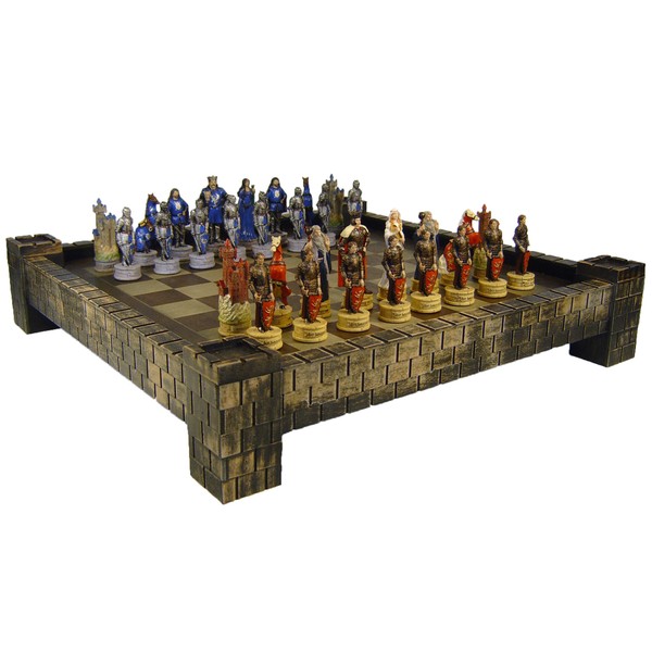 Medieval Times King Arthur/Sir Lancelot Camelot Knights Chess Set w/ 17" Castle Board