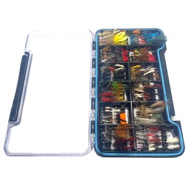 YZD Fly Fishing Flies Kit Fly Assortment Trout Bass Fishing with Waterproof Fly Box, 60/110/118/120/180/225pcs with Dry/Wet Flies, Nymphs, Streamers (118pcs Deluxe Box)