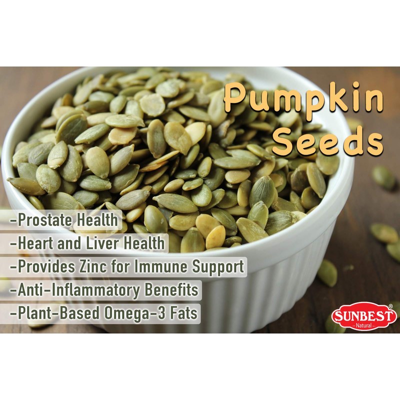 Sunbest Natural Pumpkin Seeds, Roasted, Salted, Shelled, Non-GMO, Vegan, Kosher,