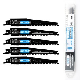 MUOZLOP 6 inch 5 Pack Reciprocating Saw Blades Set，6/12TPI High Carbon Saw Blades，Woodcutting Saw Blades (5, 6/12TPI 150mm)