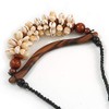 Avalaya Statement Sea Shell, Brown Wood Bead Black Cotton Cord