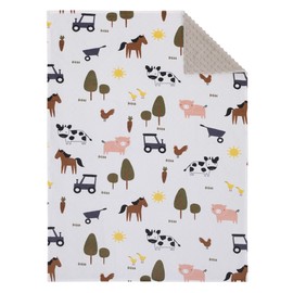 NOJO Little Love Farm White, Gray, and Green Horses, Cows, and Chickens Super Soft Baby Blanket as it is Currently Incorrect