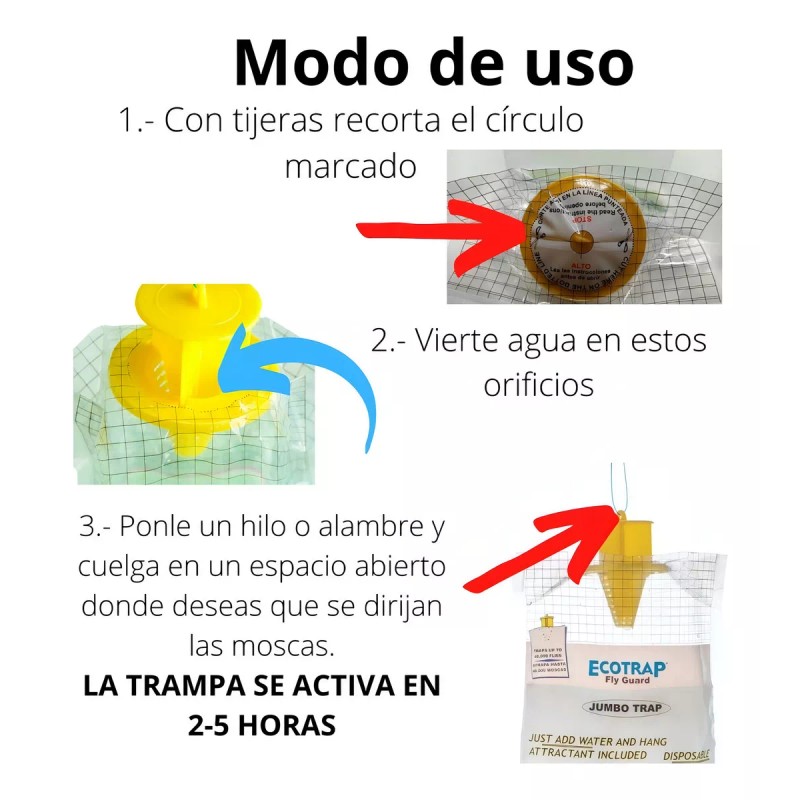Ecotrap Mata Moscas Trampa Para Moscas Cebo Atrayente Jumbo Exterior