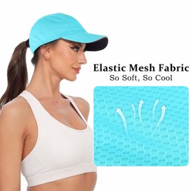 GADIEMKENSD Women's Race Day Running Cap Performance Mesh Hat Excellent Ventilation Lightweight Reflective Safety, Sky Blue