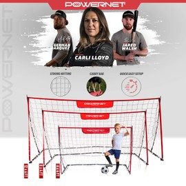 PowerNet Portable Soccer Goal, Collapsible Soccer Net with Fiberglass Poles, Pop Up Soccer Training Equipment, 1 Goal & Zipper Storage Bag (12 x 6 FT)