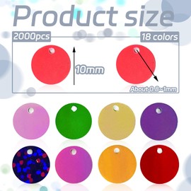 2000 Pcs Flat Round Sequins for Crafts, 10 mm Large Sequins Loose Paillettes, Red Craft Sequins Plastic Sequin for DIY, Sewing, Applique, Knitting, Jewelry Making, Embroidery