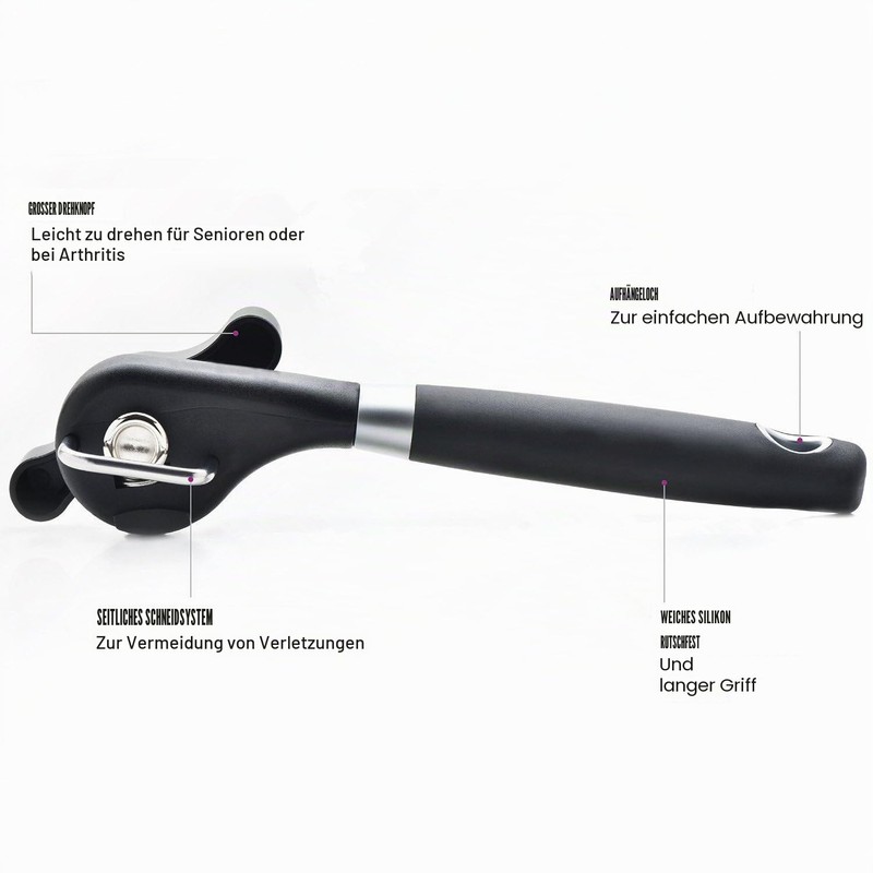 iheyfill safety can opener, stainless steel, ergonomic non-slip design with