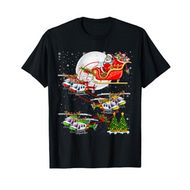 Santa Sleigh Reindeer Helicopters Christmas Tree Ornaments T-Shirt