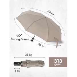 UK-UNIQUE Windproof Umbrella Windproof Travel Umbrella - Compact, Light, Automatic, Strong and Portable - Wind Resistant, Small Folding Backpack Umbrella for Rain - Men and Women (Light Grey)