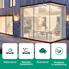 Tarpaulin – Transparent Tarpaulin Waterproof 2 x 3 m with Eyelets for Balcony Rain Cover/Sandpit Cover, Tarp Transparent Tarpaulin for Garden Furniture/Patio Tarpaulin