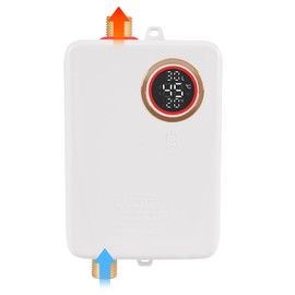 3KW Electric Tankless Water Heater, 110V Electric Water Heater with Digital Display, Instant Hot Water Heater on Demand Water Heater Under Sink With Remote Control(White)