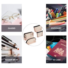 Adorila Mesh Makeup Bags, Heart Print Zipper Mesh Storage Pouch, Travel Cosmetic Accessories Organizer for Women, beige-set of 4