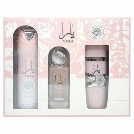Lattafa Yara for Women Eau de Parfum Spray Fragrance Perfume Women's:_Set (3.4 oz + 1.7 Hair MIst + 6.7 Deo Spray)