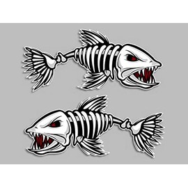 Bone Fish Decals 3.5"x 8" Set of 2 Stickers Right and Left Facing for car Truck Window Fishing