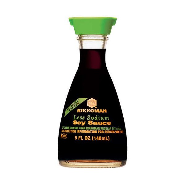 Kikkoman Less Sodium Soy Sauce Dispenser, 5-Ounce Glass Bottle (Pack of 4)