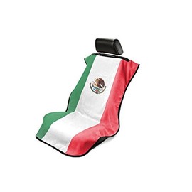 Seat Armour Seat Protector Towel – Mexican Flag Design – Soft Machine Washable Car Seat Cover Towel – Easy to Install, Multipurpose Car Seat Towel – Black