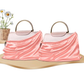 RUDONG 2 Pack Satin Dust Bags for Handbag, Silky Dust Cover with Drawstring, Peach Purse Bags for Storage, Travel Pouch Clothes Shoes