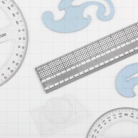 Acurit Drafting Introduction Set of 8 - Professional Drafting Tools for Architects & Artists: Includes Triangles, Grid-Scale Ruler, Lettering Guide, Protractors & French Curves - Drafting Kit