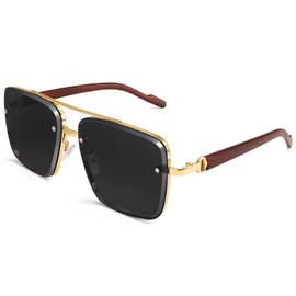 Dollger Square Aviator Sunglasses for Men Fashion Imitation Wood Designer Shades Sunglasses