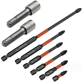 Lcyen SDS Plus Adapter, SDS Adapter, 6.35 mm Drill Holder, Hex Shank SDS Bit Holder, 6 Cross Drills, Converter Adapter from Round Shank to Hex Shank for Hammer Drill, Pack of 2