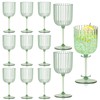 12 PCS Plastic Ribbed Wine Glasses 11oz Green Detachable Wine