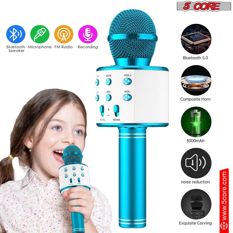 3 in 1 Portable Blue for Karaoke Player with Wireless