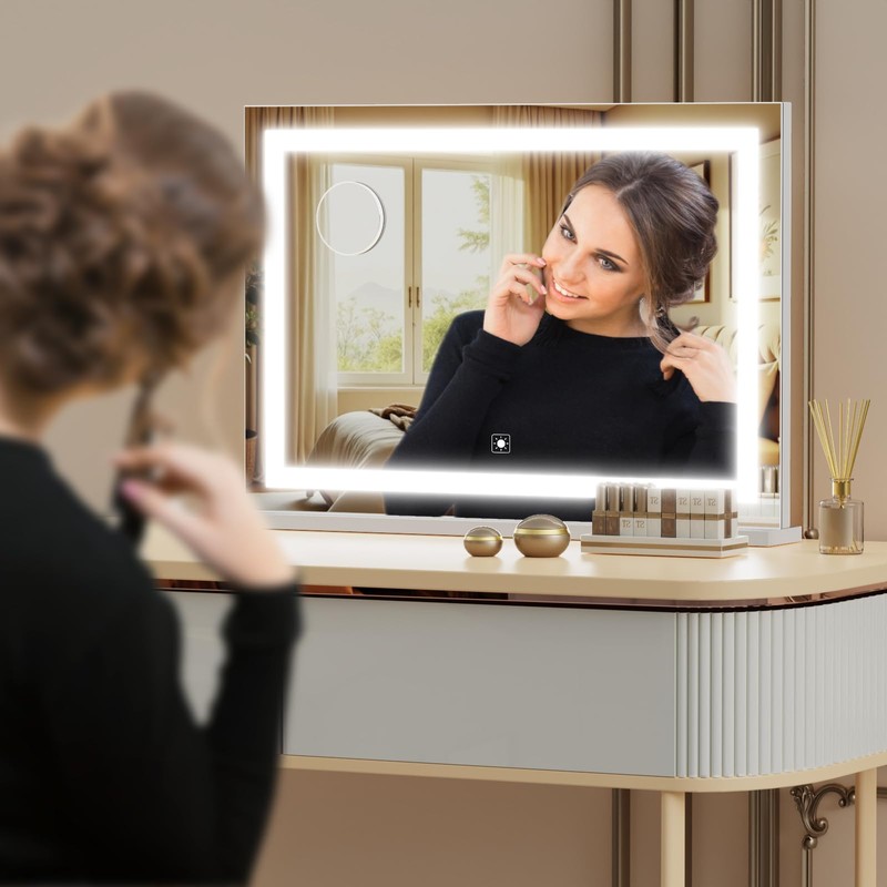 Gvnkvn Makeup Vanity Mirror 24" x 19" Large LED Makeup