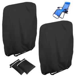 Omtofo Folding Chair Protective Cover, Pack of 2 Garden Chairs Cover, Oxford Cover, Windproof, Anti-UV, Dustproof for Garden Furniture, Deck Chair, Folding Chair, Garden Furniture Protective Cover