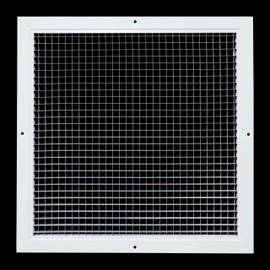 Fits 16x16 Duct Opening | Aluminum Eggcrate Return Air Grille | Low Noise & High Air Flow, Rust Proof Vent Cover Grill for Sidewall & Ceiling | White | Outer Dimensions: 17.75" X 17.75"