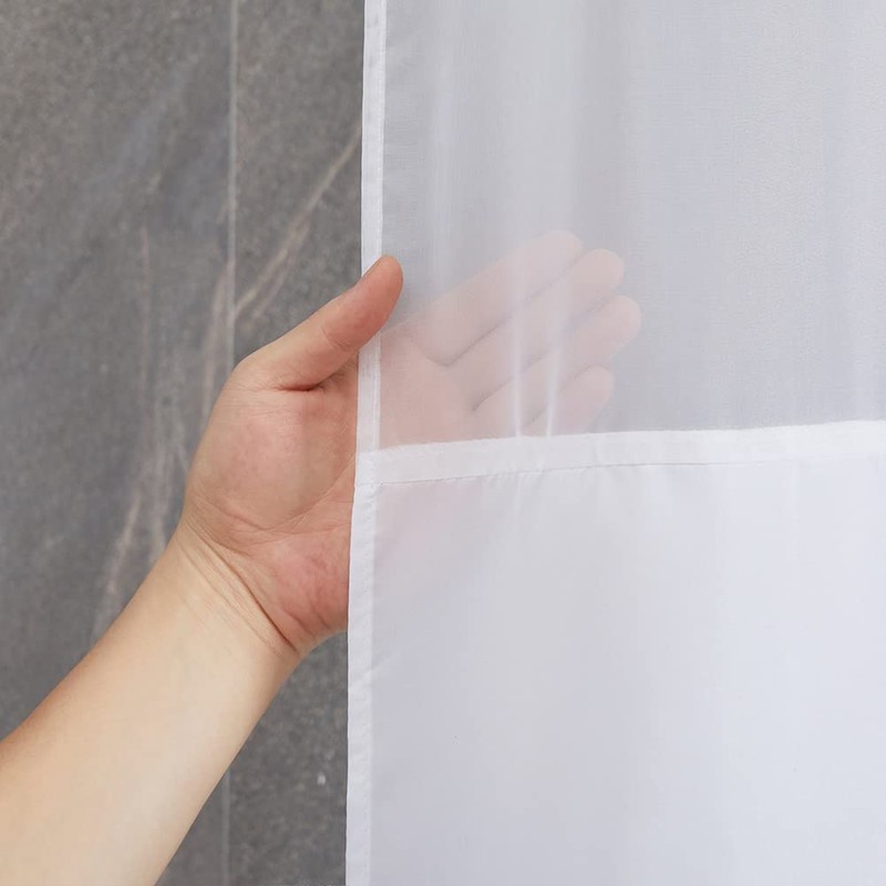 Extra Long No Hook Shower Curtain,Polyester Fabric Bathroom Curtains with