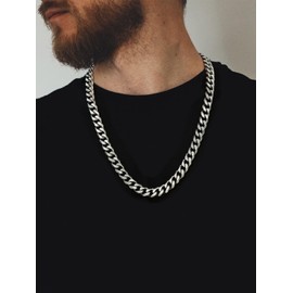 U7 Cuban Link Chain Necklace Men Stainless Steel Chains Hip Hop Silver Color