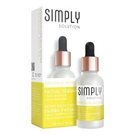 Simply Solution · Ácido Salicílico 2% Suero Facial Momento de aplicación Noche Tipo de piel Todo tipo de piel