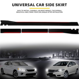 KEEPDSGN 78-3/4" Universal Car Side Skirt Wide Body Kit 200CM Extension Rocker Panel Splitters,Black+Red Line B