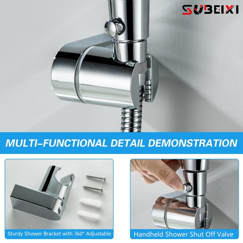 SUBEIXI Tub Spout with Diverter, Chrome High Pressure 10 Mode