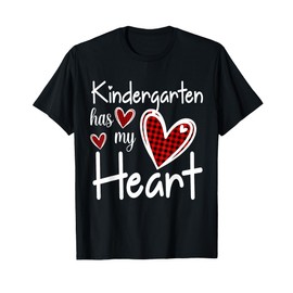 Kindergarten Has My Heart Buffalo Print Teacher Valentine T-Shirt