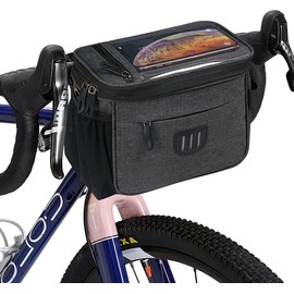 BLAZDEVE 6L Bike Handlebar Bag, Large Capacity Bicycle Basket Front Bag, Reflective Waterproof Bicycle Front Storage Basket with Touchscreen and Removable Shoulder Strap for Mountain Bike Traveling