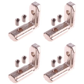 GIVIHGETI Pack of 4 Aluminium Profile 30 x 30 mm Connectors, 90° L-Shape Inner Corner Connector, Profile Connector, Zinc Alloy, Nickel-Plated Aluminium Profile Accessories with Screws, L Shape Angle