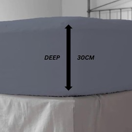 Ev Dekor Fitted Sheet Double, Grey - Deep Pocket Bedsheet 12inch (30 cm) – 100% Egyptian Cotton 300TC Soft Brushed Fabric - Shrinkage and Fade Resistant - Bottom Double Bed Fitted Sheets
