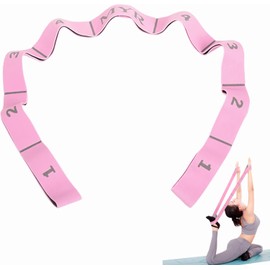 TUMYES Correa de Yoga, Banda de Resistencia, Correa de Estiramiento con Múltiples Bucles, Banda de Alta Elasticidad para Rehabilitation, Yoga, Pilates, Fitness, Danza y Gimnasia Rosa
