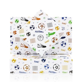 Soccer Football Wrapping Paper for Boys Girls Kids, Sports Soccer Ball Goal Football-boot Printed Folded Flat Gift Wrap Paper for Men Women Birthday Holiday Christmas - 20x28 Inches per Sheet