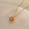 NUEAYMS Rotating Bauhinia Zircon Flower Pendant Collarbone Chain Temperament Simple
