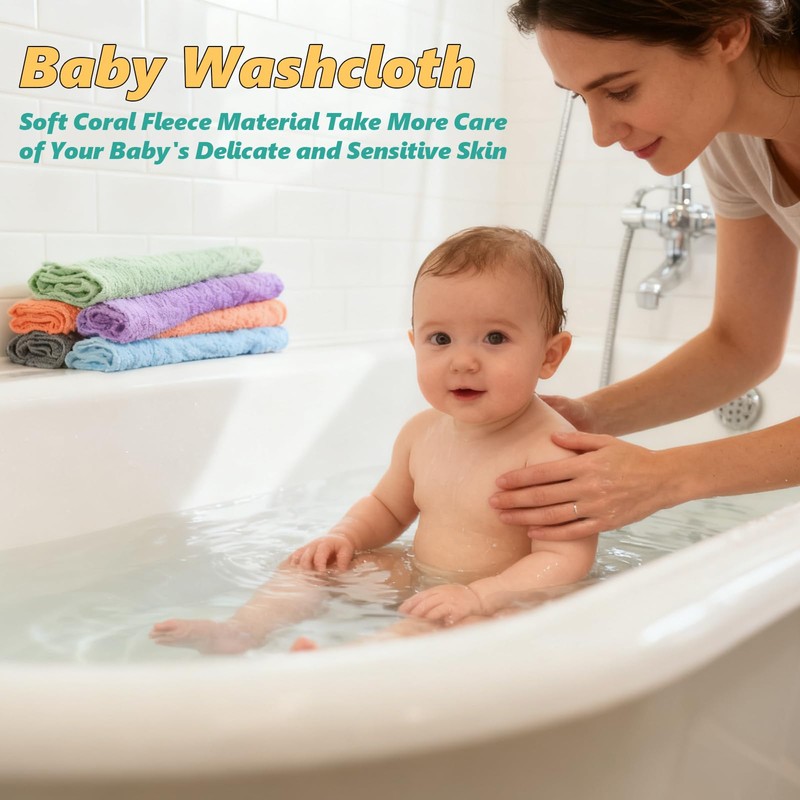 25 Pack Baby Washcloths, Microfiber Coral Fleece 7 x 9