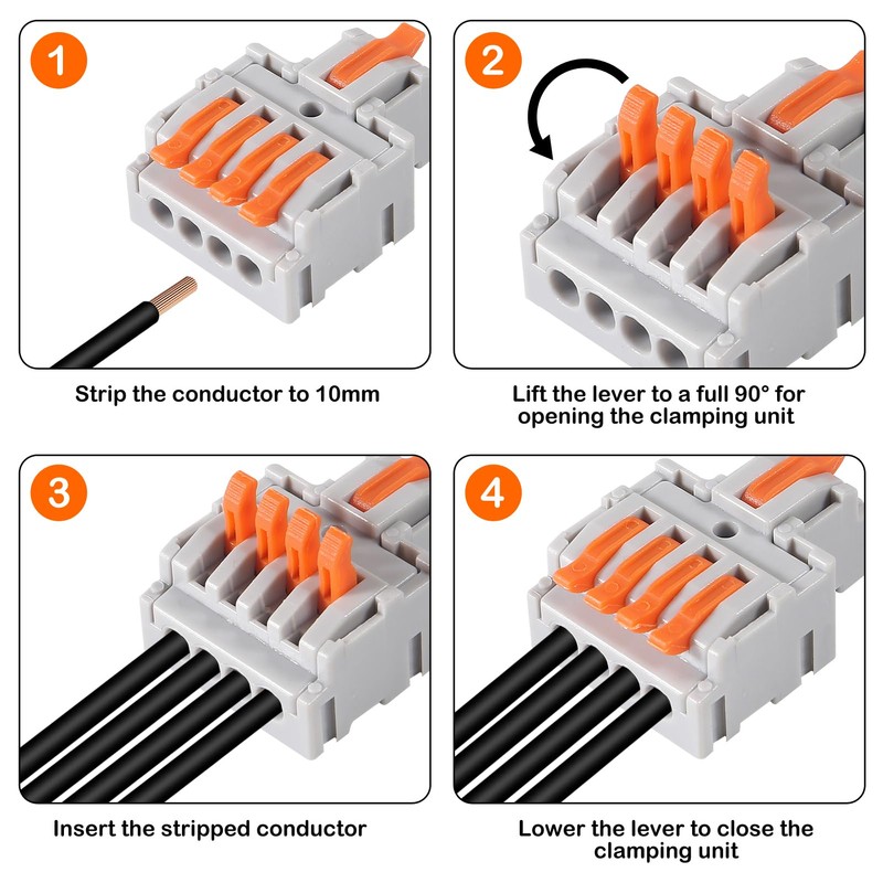AITRIP 10Pcs Lever Wire Connectors, DIY Mini Quick Terminal Block