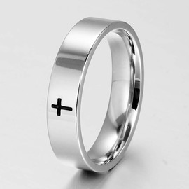ZENSE - Latin Cross Ring for Men in Silver Steel ZR0167, Non-precious metal