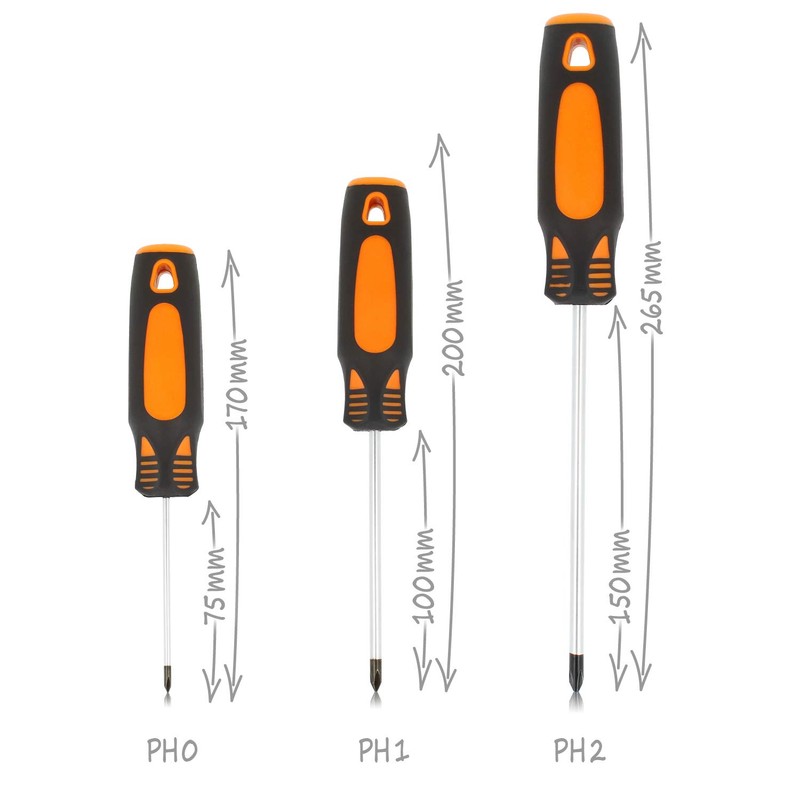 COM-FOUR® 6-piece screwdriver set, compact screwdriver set, Phillips screwdriver and