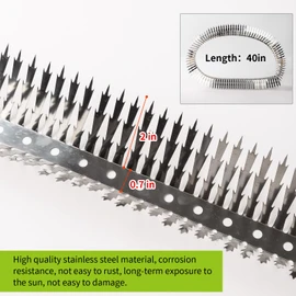 Bird Spikes.Raccoon Snake deterrent.squirrel spikes.Stainless Steel squirrel baffles for bird feeders.Anti climb spikes Garden Fences and Fruit Trees.Cat fence outdoor barrier,Bird prevention spikes