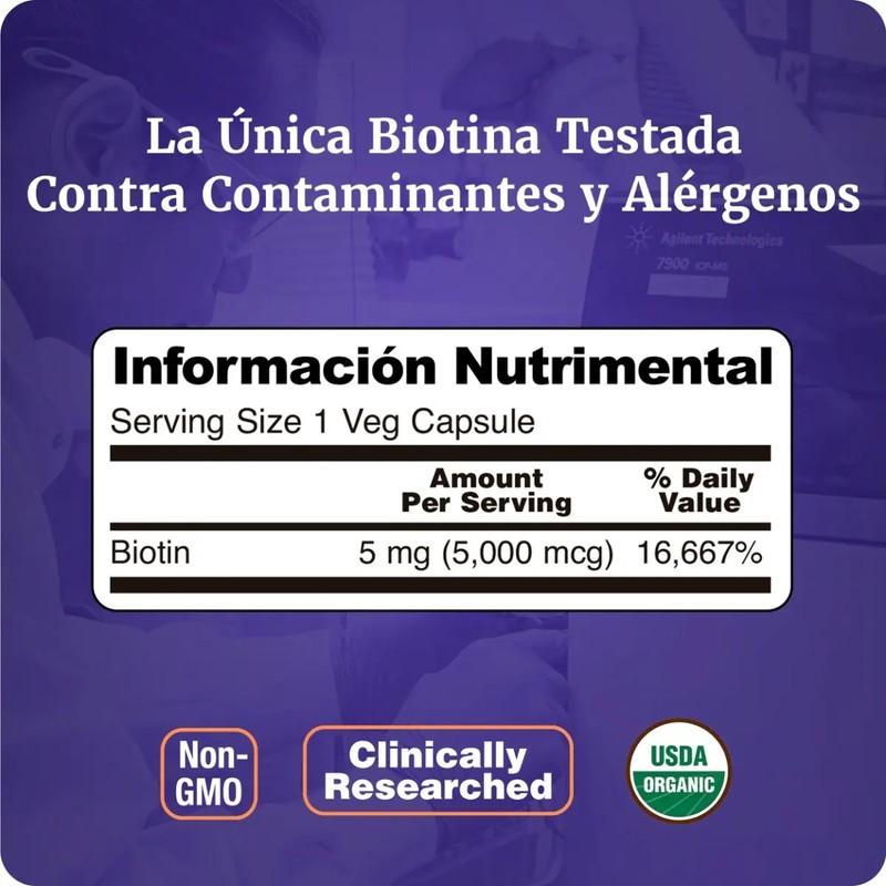 Biotina 100 Pura 60 Cápsulas Vegetales