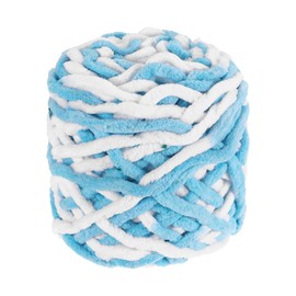 sourcing map Chenille Chunky Yarn, 100g/3.5oz Plush Bulky Thick Fluffy Polyester Yarn for Crochet DIY, Soft Velvet Blanket for Sweater Hand Knit Crocheting (Blue/White, 45 M/49 Yards)