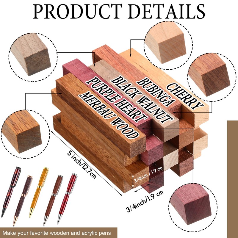 Colarr 20 Sets Woodturning Pen Kits Project Supplies Including 7mm