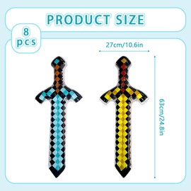 Eymobad Pack of 8 Pixel Swords, Inflatable Game Swords, Children's Inflatable Pirate Sword, Inflatable Weapon Set, Inflatable Toy Weapon Sword for Birthday Party Cosplay